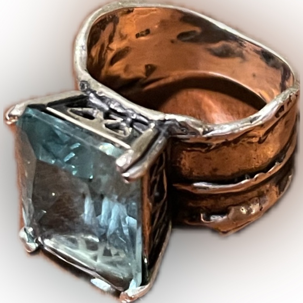 Silpada Copper and Silver Ring with Blue Stone